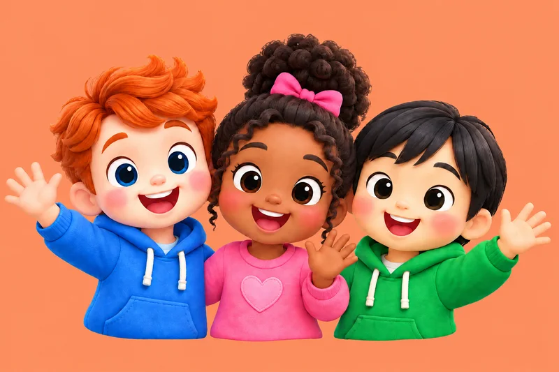 Three smiling children playing together